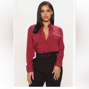 💄2 /15$💄Ardene Western Red Mesh Long Sleeve Button Down Top Women’s Size Small